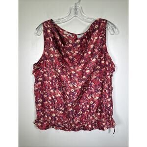 Vintage Old Navy Collection Silk Tank Womens XL Floral Y2K High Cowl‎ Neck Tie